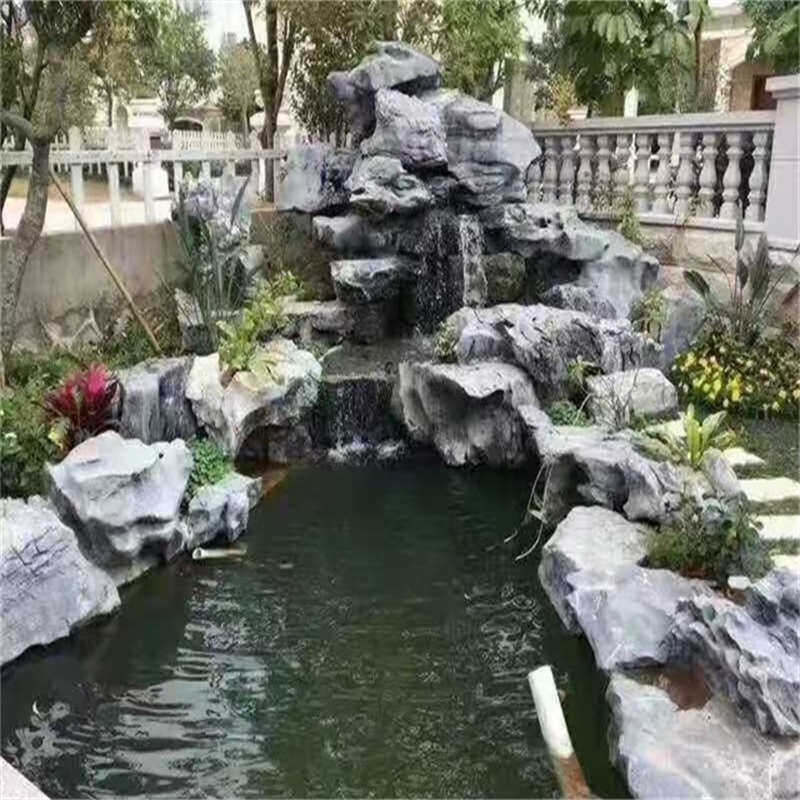 沭阳庭院假山鱼池图片